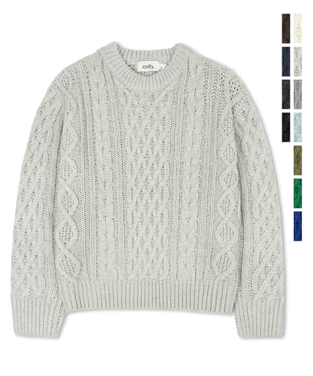 라운드 피셔맨 세미 크롭 니트