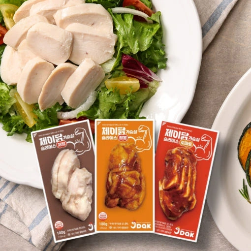 제이닭 닭가슴살 슬라이스 3종 100g x 30팩