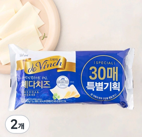 드빈치 자연방목 체다치즈 30매 510g 2개
