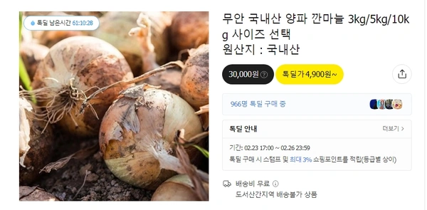 무안 국내산 양파  3kg/5kg/10kg   (무배/4900원)