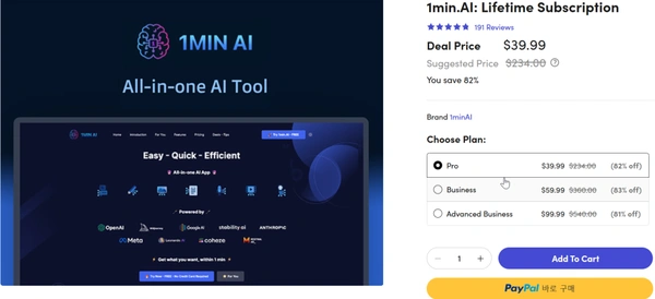 1min.AI: Lifetime Subscription ($39.99)