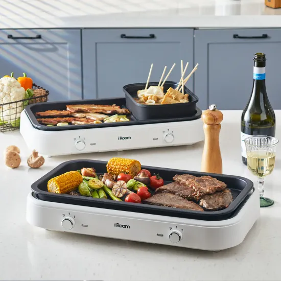 아이룸 2BOX 2in1 멀티 BBQ 전기 그릴 오븐 20인치 테프론 코팅팬