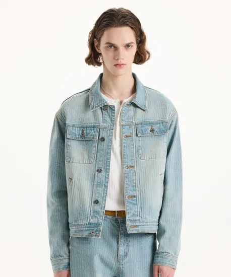 무신사 재킷 자카드 스트라이프 스트레이트 트러커