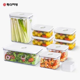 파워바큠 진공용기 세트 4+2+1+1+진공펌프 로우 0.6L 10종 SET