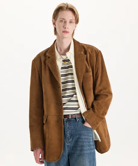 무신사 스웨이드 3버튼 블레이저 재킷 브라운