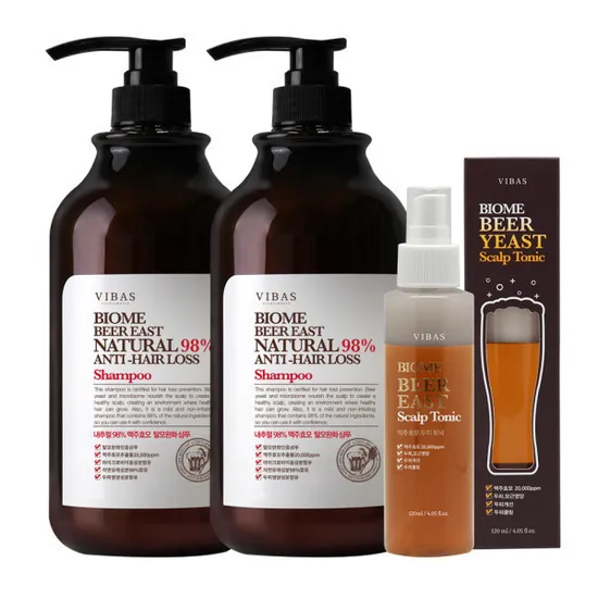 비바스 맥주효모 천연 탈모샴푸 1000g 2개 탈모토닉 증정
