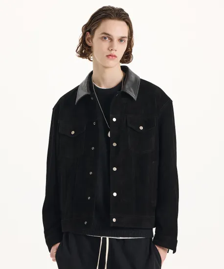 킨록 말가죽 포인트 스웨이드 트러커 재킷