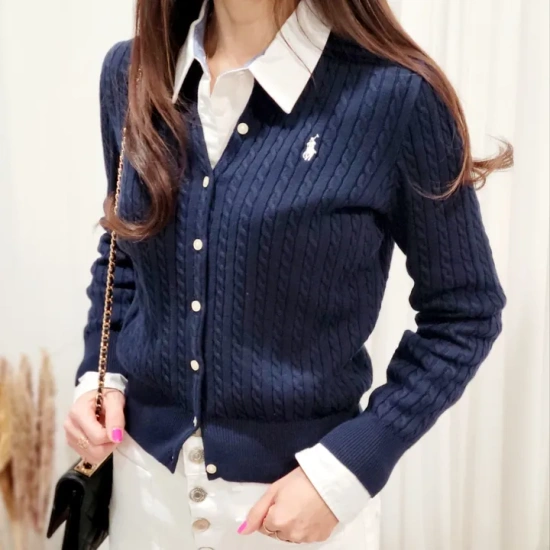 폴로 조공용 꽈배기 가디건