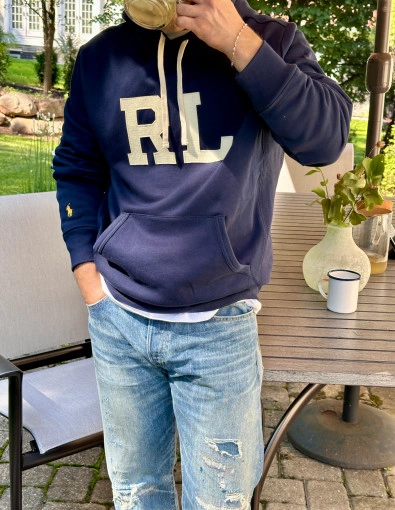 폴로 RL 로고 기모 후드