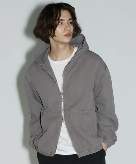 시그니처 빈티지 2WAY 퀼팅 후드 워크 자켓[그레이] 1.49