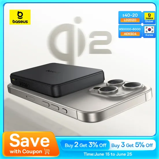Baseus Qi2 10000mah 15W 맥세이프 보조배터리 $15