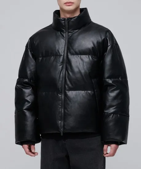 무탠다드 신세틱 레더 숏패딩 자켓
