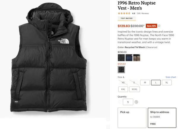 노페 눕시 베스트 블랙 $129, 자켓 $169