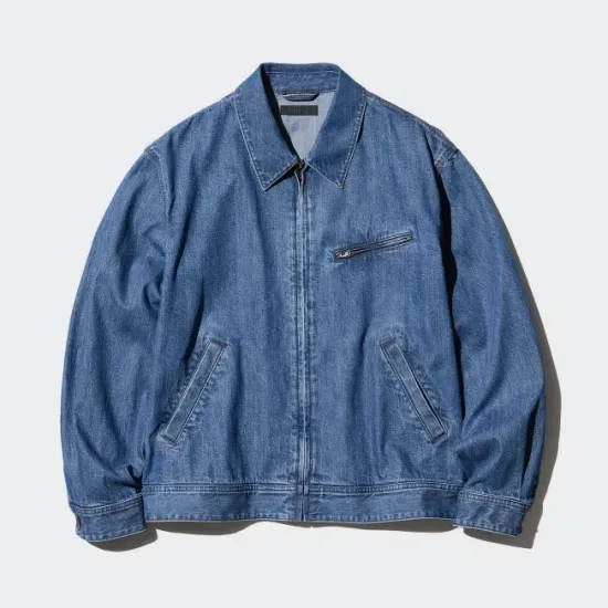 유니클로 워시드 데님 블루종