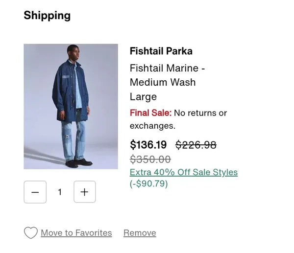 리바이스 블루탭 피쉬테일 파카