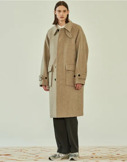 헤지스 캐시 혼방 헤링본 발마칸 코트