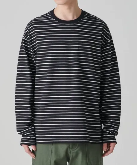 멀티 스트라이프 릴렉스드 긴소매 티셔츠