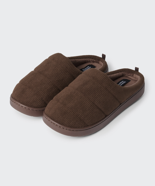 무탠다드 코듀로이 패딩 뮬 실버