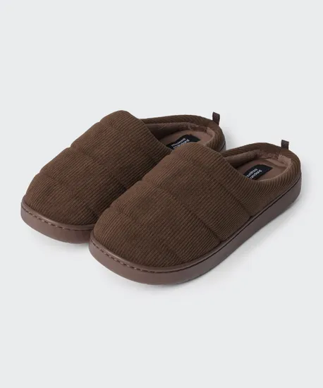 무탠다드 코듀로이 패딩 뮬 실버