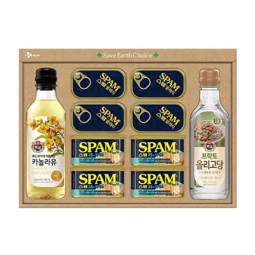 CJ 스팸선물세트(스팸8 + 카놀라유 + 올리고당)