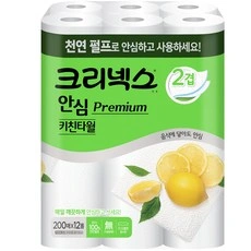 크리넥스 안심 프리미엄 키친타월, 200매, 12개