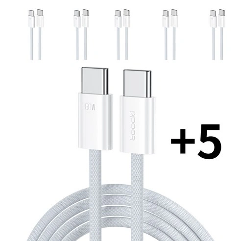 Toocki PD 60W CtoC 480Mbps 초고속 충전 케이블 화이트 x 6개