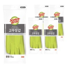 스카치브라이트 프리미엄 고무장갑 옐로우 그린 중형 5켤레