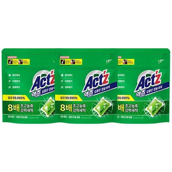 액츠 퍼펙트 캡슐세제 딥클린, 28개입, 3개