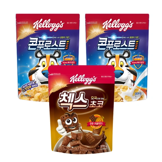 켈로그 시리얼 콘푸로스트600gX2+첵스초코570gx1개