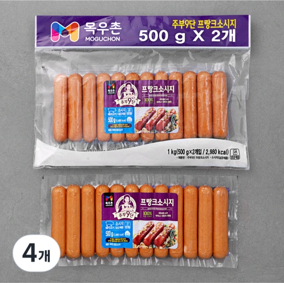 목우촌 주부9단 프랑크 소시지, 500g, 4개