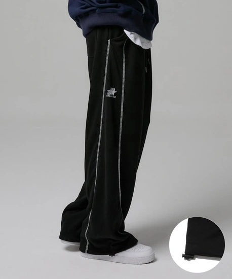 크럼프 스티치 와이드 스웨트 팬츠