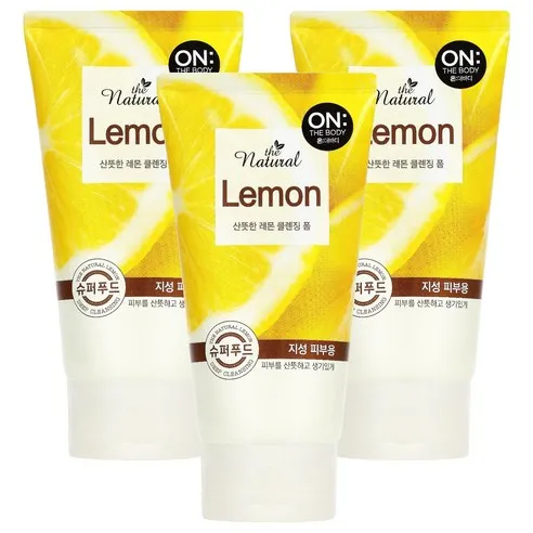 온더바디 더 내추럴 레몬 산뜻한 클렌징 폼, 120g, 3개