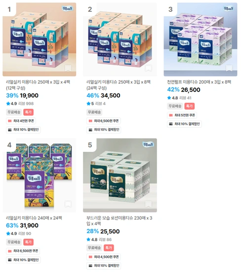 잘풀리는집 로션미용티슈 230매 3입 x 4팩