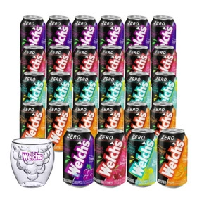 웰치스 제로355ml 6입 4종(총 24캔)(포도, 오렌지, 체리스트로베리, 샤인머스캣)