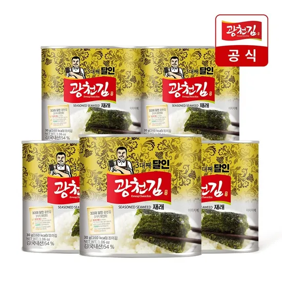광천김 3대째 달인 재래 캔김 30g 5캔 (토스페이계좌,카카로페이머니)