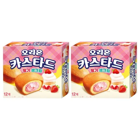 오리온 카스타드 딸기 생크림 12p, 276g, 2개