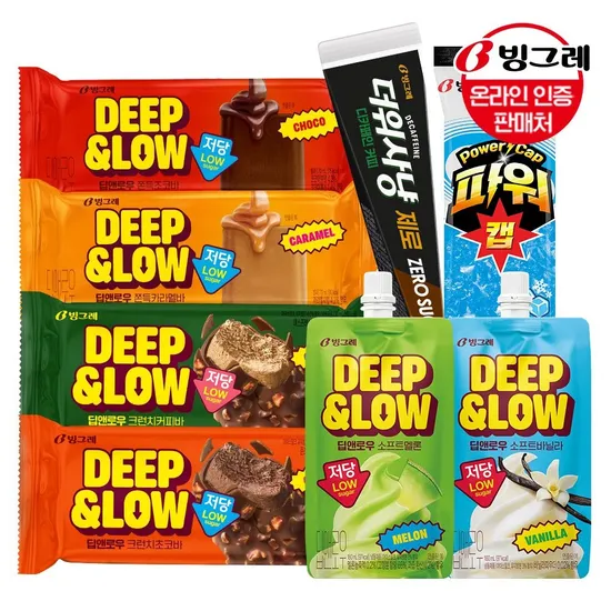 빙그레 딥앤로우 저당 아이스크림 30개+더위사냥/파워캡 제로 아이스크림 10개 총 40개 (토스,카카오)