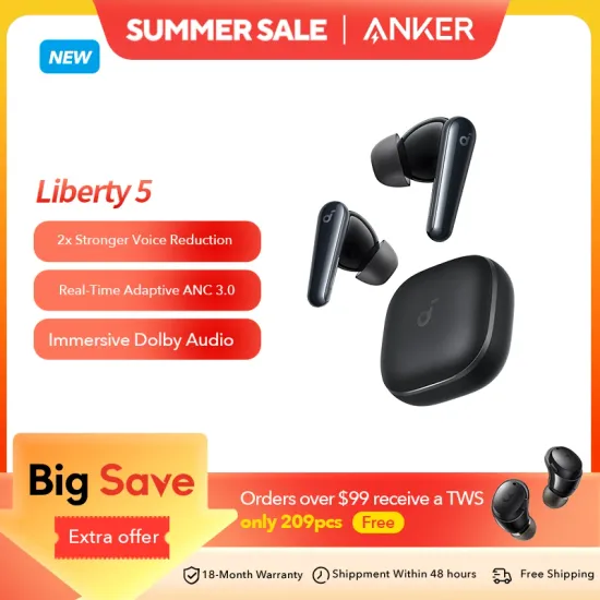 Soundcore by Anker Liberty 5 소음 제거 무선 이어버드 ANC 3.0 이어폰