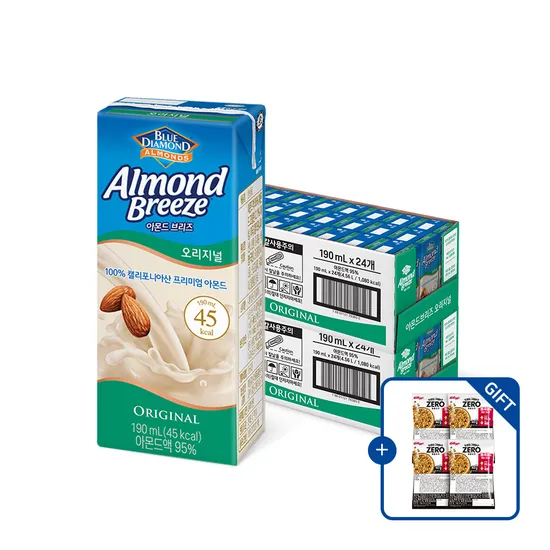 아몬드브리즈 오리지널/언스위트 190ml 48팩 + 켈로그 시리얼 40g 4입