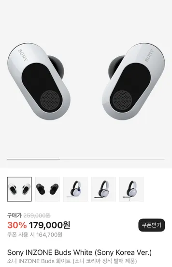 소니 인존 버즈 (카카오 페이 머니 156,465원)