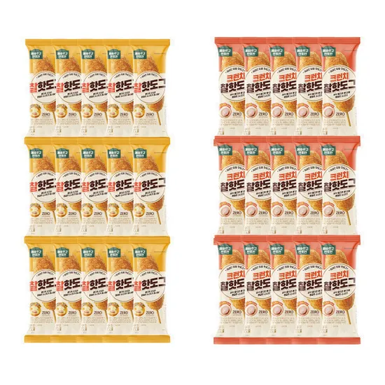 올반 핫도그 찰핫도그15봉+크런치핫도그15봉 (유클+카드)