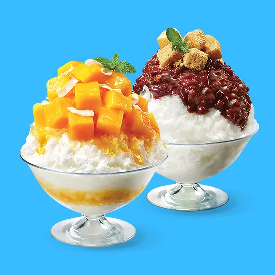 애플망고 빙수+통단팥 듬뿍 우유 팥빙수