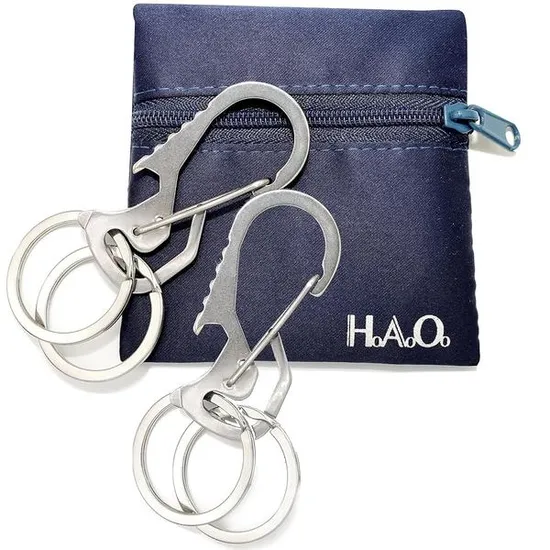 병따개가 있는 열쇠 고리 및 키링 - 스테인리스 스틸 키체인 2개, 키링 4개, 실버