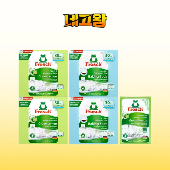 프로쉬 식기세척기 세제 30개입 4개+클리너 1개