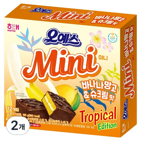 오예스 미니 바나나망고 슈크림, 192g, 2개