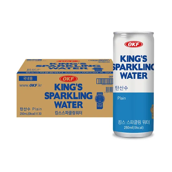 OKF 킹스 스파클링워터 250ml 30캔 플레인 탄산수 무향