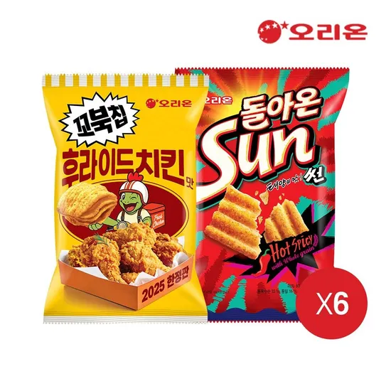 꼬북칩 후라이드치킨맛 76g 6개 + 썬 80g 6개