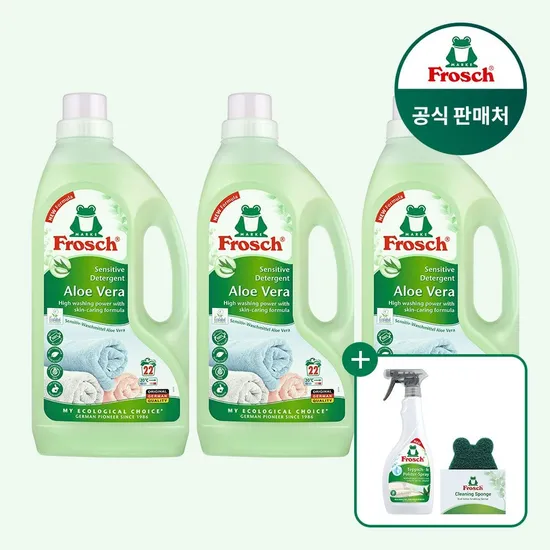프로쉬 세탁세제 1.5L 3개 + (패브릭클리너 + 수세미)