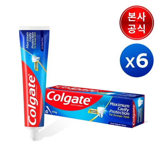 콜게이트 캐비티 프로텍션 불소치약 레귤러/쿨민트 175g 6개