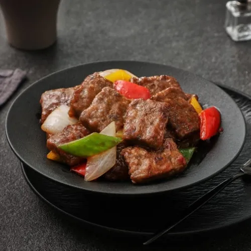 찹스테이크 깐쇼새우 네모생선까스